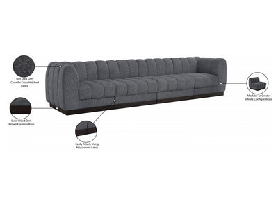 Quinn 133" Wide Chenille Fabric Modular Sofa