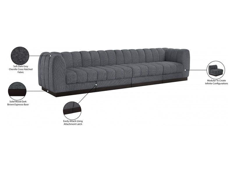 Quinn 133" Wide Chenille Fabric Modular Sofa