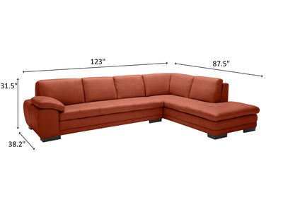 625 Italian 123" / 87.5" Wide Leather Sectional