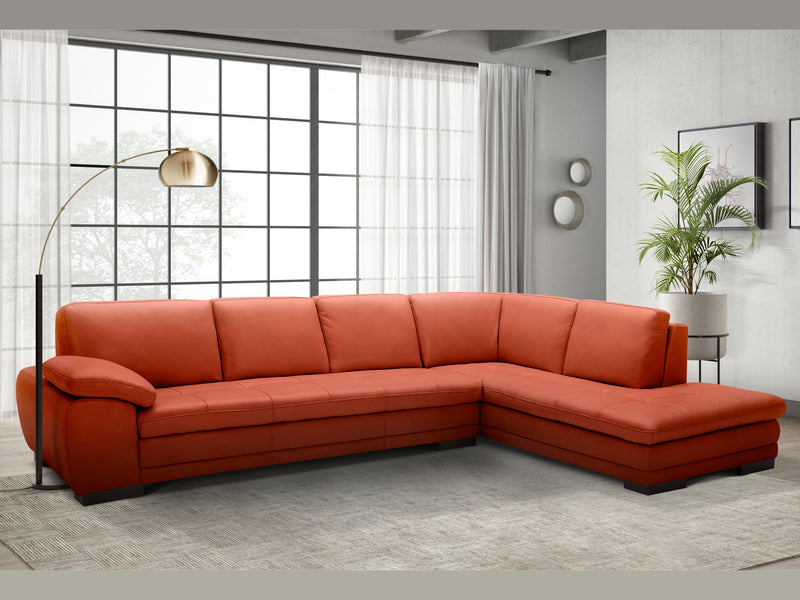 625 Italian 123" / 87.5" Wide Leather Sectional