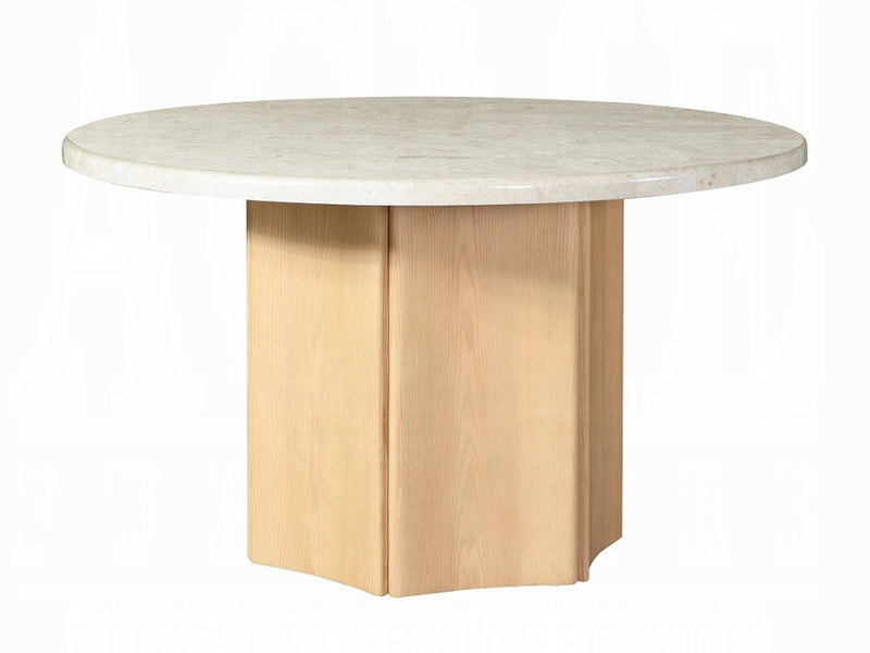 Qwin 52" Wide Marble Top Round Dining Table