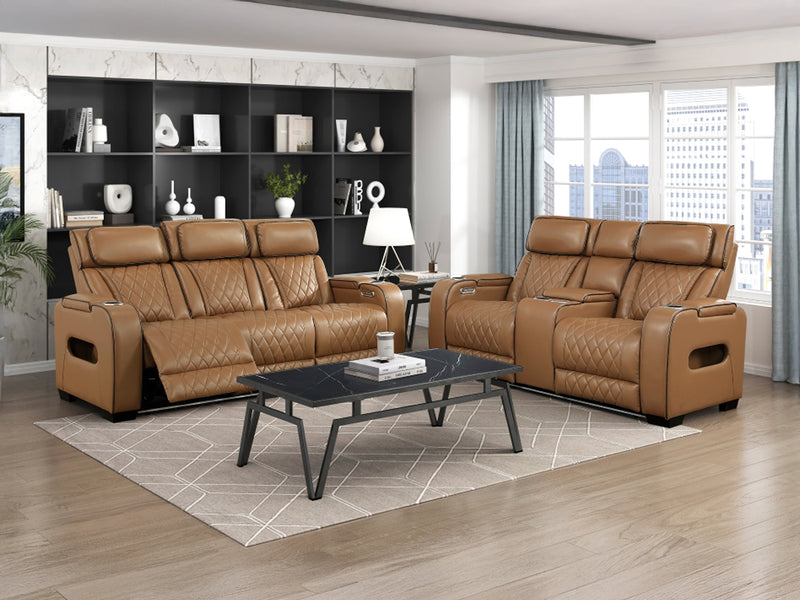 9516 Faux Leather Recliner Living Room Set