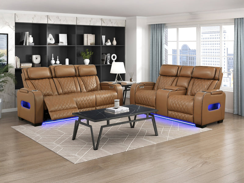 9516 Faux Leather Recliner Living Room Set