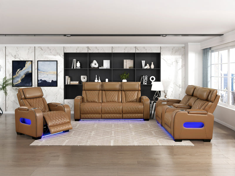 9516 Faux Leather Recliner Living Room Set