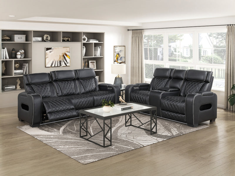 9516 Faux Leather Recliner Living Room Set