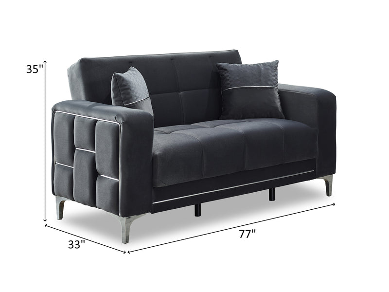 Alice 77" Wide Square Arm Convertible Loveseat
