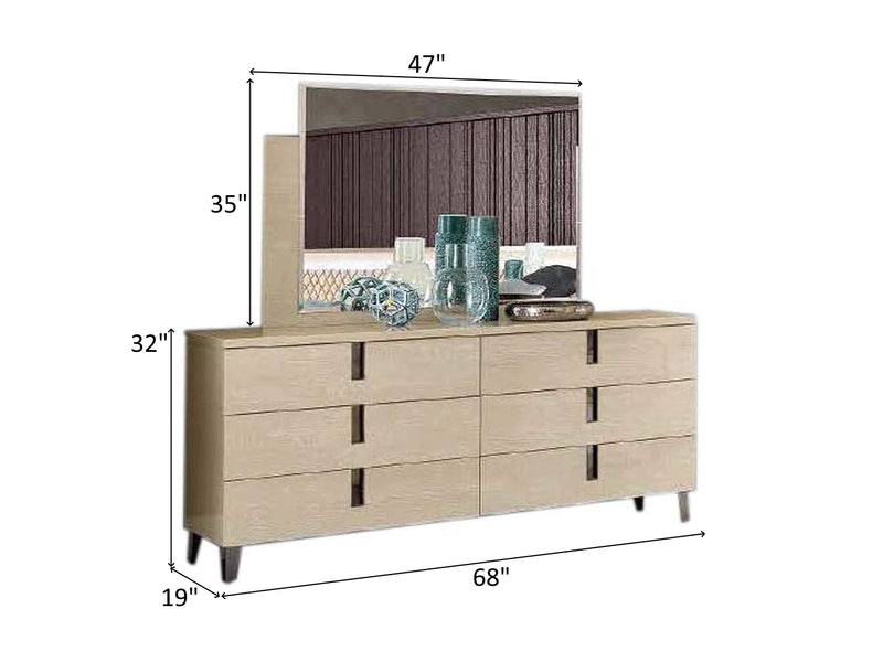 Ambra 68" Wide 6 Drawer Dresser With Mirror