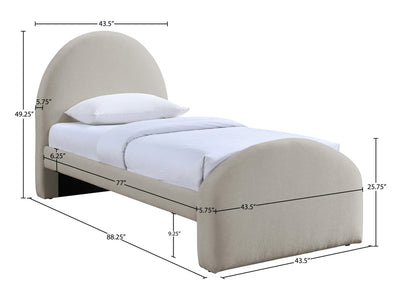 Andaz Chenille Fabric Upholstered Twin Platform Bed