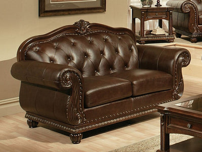 Anondale Top Grain Traditional Leather Living Room Set