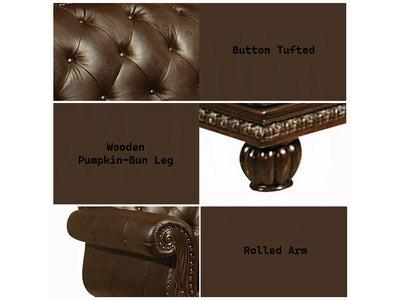 Anondale Top Grain Traditional Leather Living Room Set