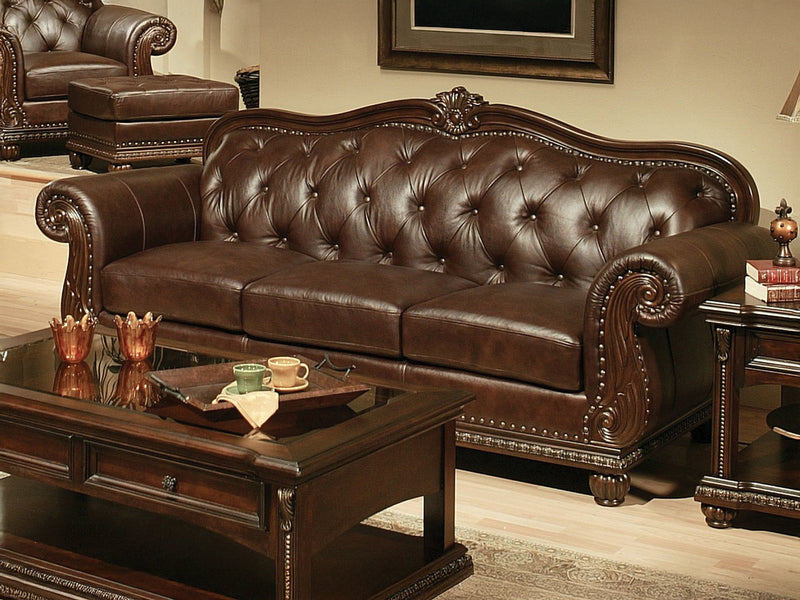 Anondale Top Grain Traditional Leather Living Room Set