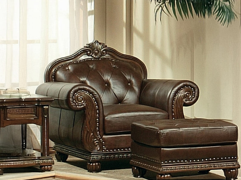 Anondale Top Grain Traditional Leather Living Room Set