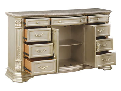 Antoinetta 70.7" Wide 9 Drawer 2 Door Traditional Dresser With Mirror