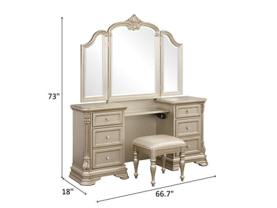 Antoinetta 66.7" Wide 4 Drawer Makeup Vanity Set