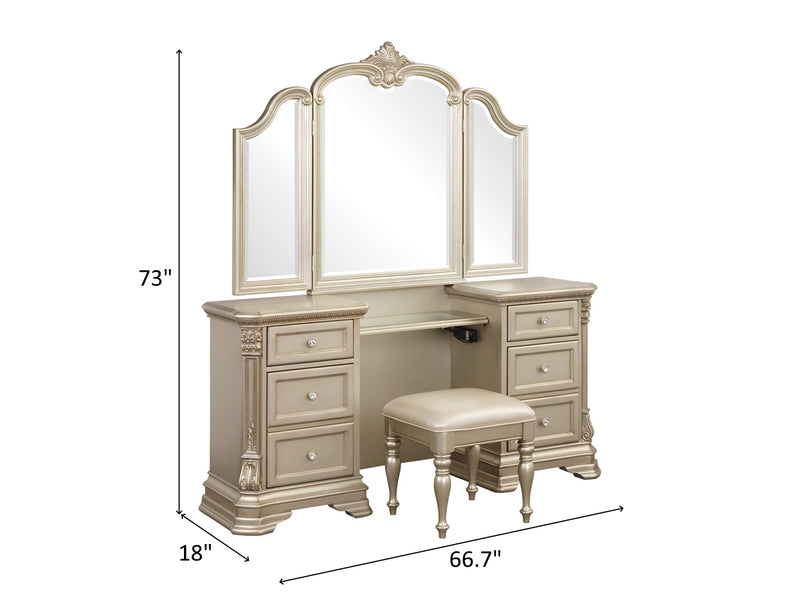 Antoinetta 66.7" Wide 4 Drawer Makeup Vanity Set