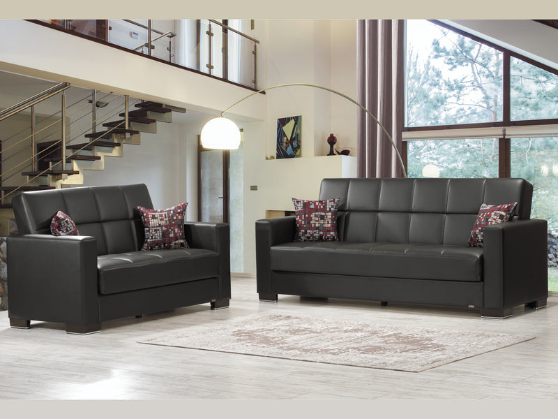 Armada Leather 90" Wide Convertible Sofa