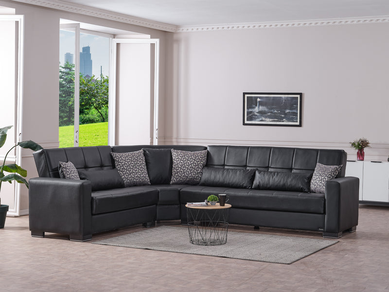 Armada Leather 124" / 100" Wide Convertible Sectional
