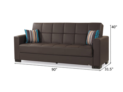 Armada Leather 90" Wide Convertible Sofa