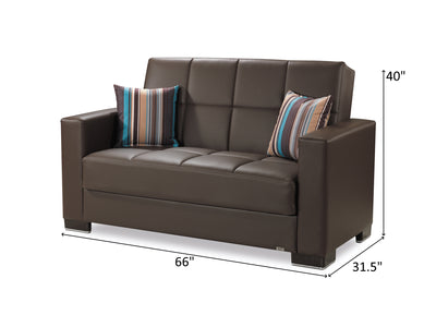 Armada Leather 66" Wide Convertible Loveseat