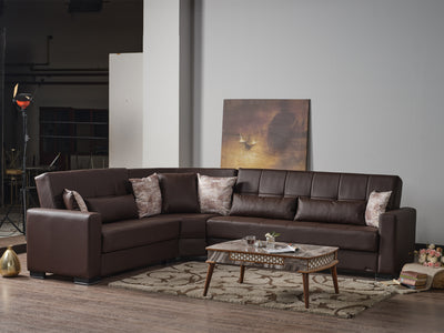 Armada Leather 124" / 100" Wide Convertible Sectional