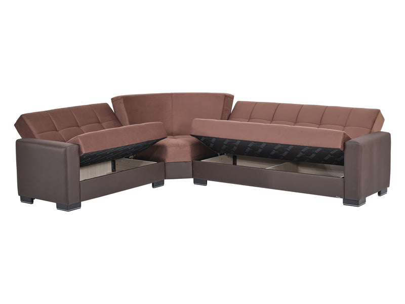 Armada Partial Leather 124" / 100" Wide Convertible Sectional