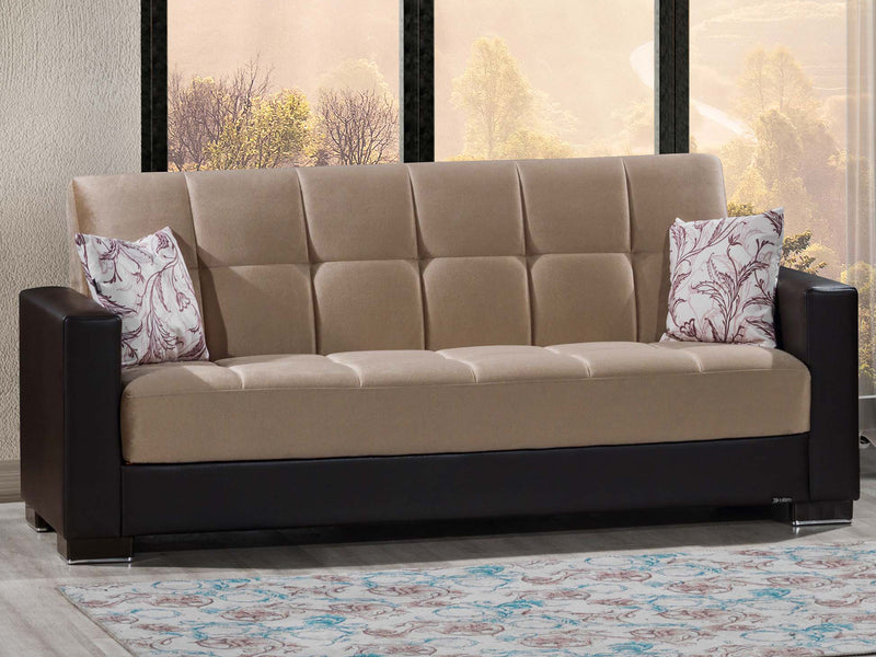 Armada Partial Leather 90" Wide Convertible Sofa