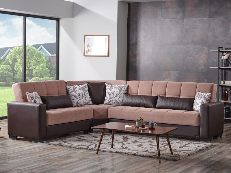 Armada Partial Leather 124" / 100" Wide Convertible Sectional