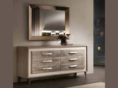 Arredo Ambra 64" Wide 6 Drawer Dresser With Mirror