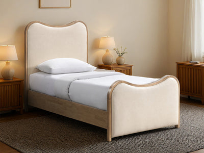 Arvada Light Wooden Frame Leather Kid Platform Bed