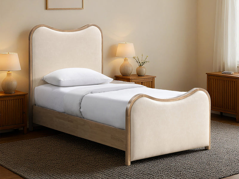 Arvada Light Wooden Frame Leather Kid Platform Bed