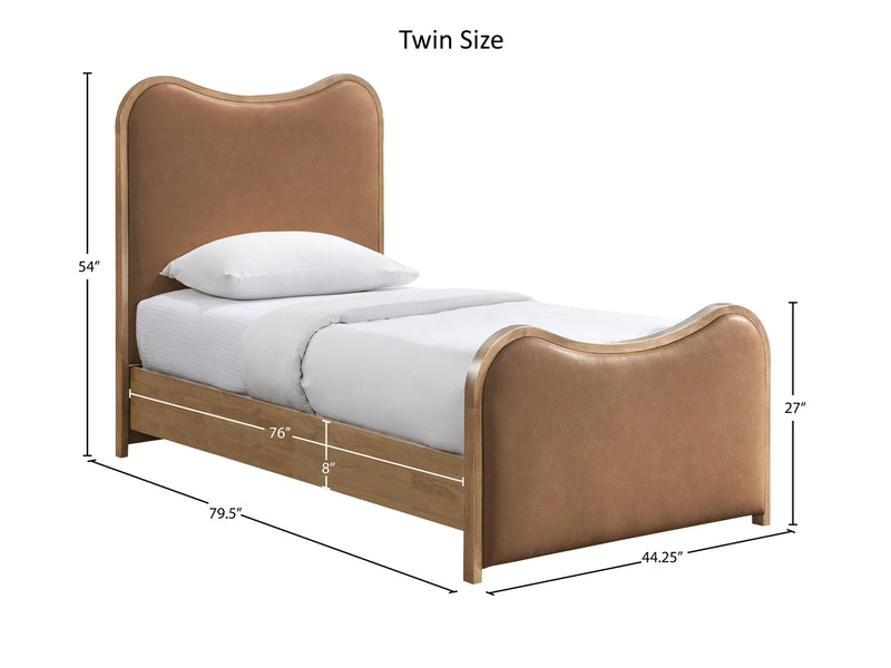 Arvada Light Wooden Frame Leather Kid Platform Bed