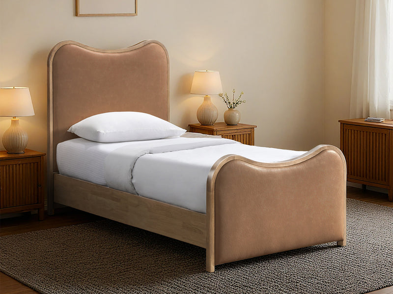 Arvada Light Wooden Frame Leather Kid Platform Bed