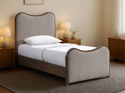 Arvada Wooden Frame Linen Kid Platform Bed