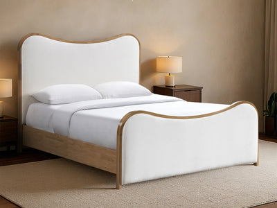 Arvada Light Wooden Frame Linen Kid Platform Bed