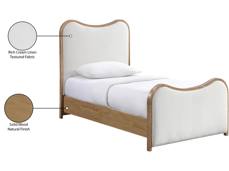 Arvada Light Wooden Frame Linen Kid Platform Bed