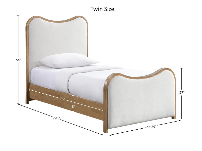 Arvada Light Wooden Frame Linen Kid Platform Bed