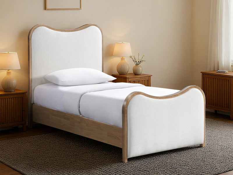 Arvada Light Wooden Frame Linen Kid Platform Bed