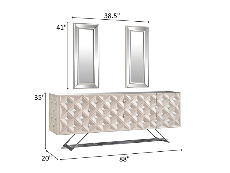 Asus 88" Wide 4 Door Buffet With Mirror