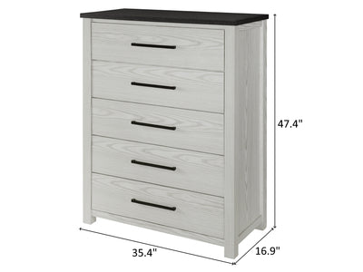 Ava Glo 35.4" Wide 5 Drawer Chest