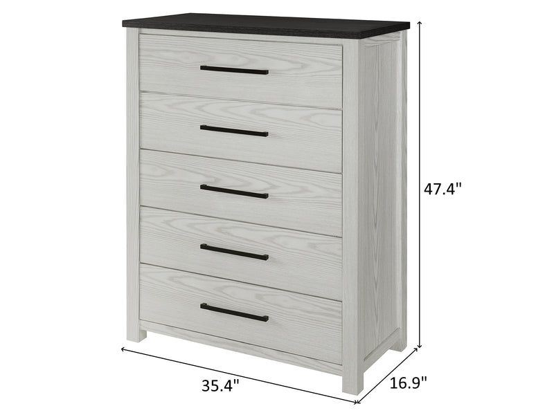 Ava Glo 35.4" Wide 5 Drawer Chest