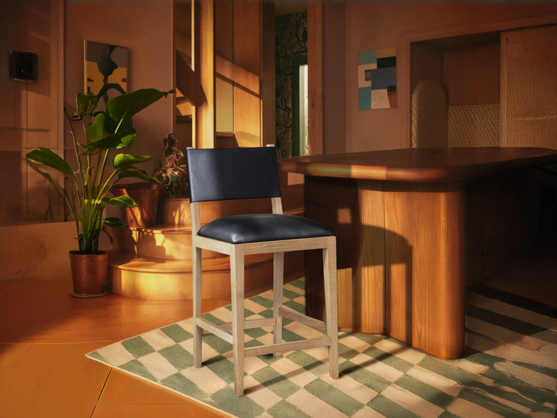 Avon 20.7" Wide Vegan Leather Bar Stool