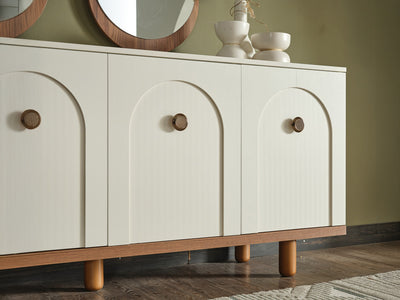 Bahama 78.7" Wide 4 Door Buffet With Mirror