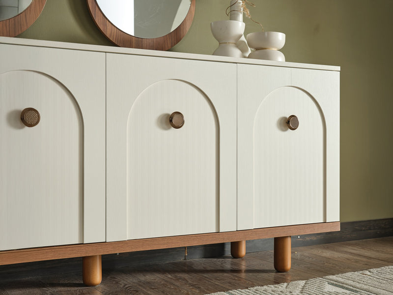 Bahama 78.7" Wide 4 Door Buffet With Mirror