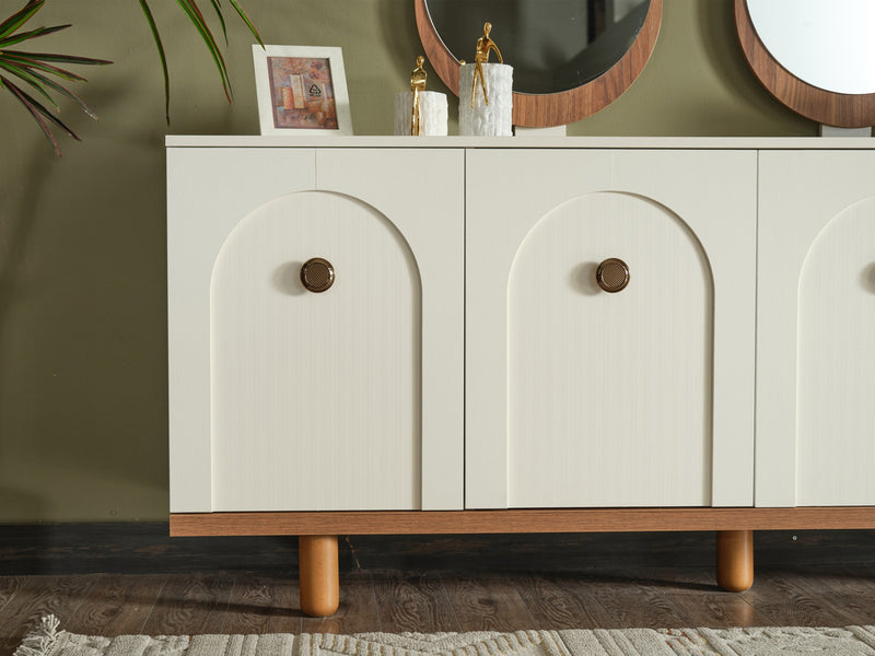 Bahama 78.7" Wide 4 Door Buffet With Mirror