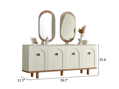 Bahama 78.7" Wide 4 Door Buffet With Mirror
