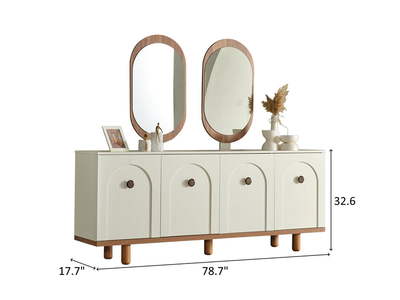 Bahama 78.7" Wide 4 Door Buffet With Mirror
