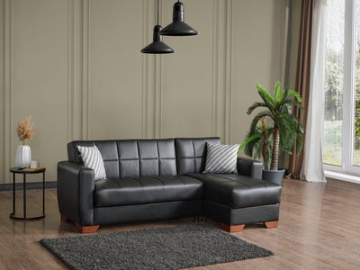 Barato 85" Wide Convertible Leather Sectional