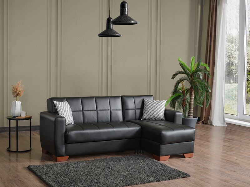 Barato 85" Wide Convertible Leather Sectional
