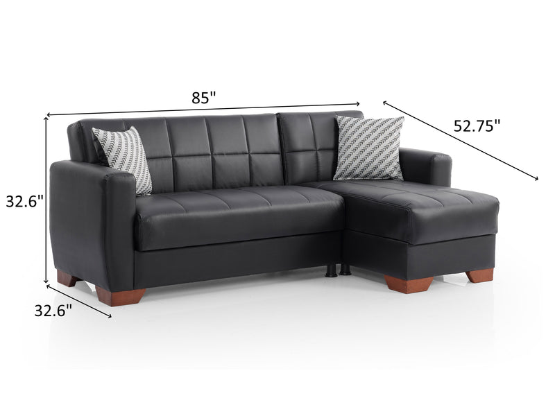 Barato 85" Wide Convertible Leather Sectional