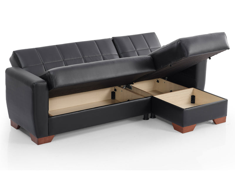 Barato 85" Wide Convertible Leather Sectional